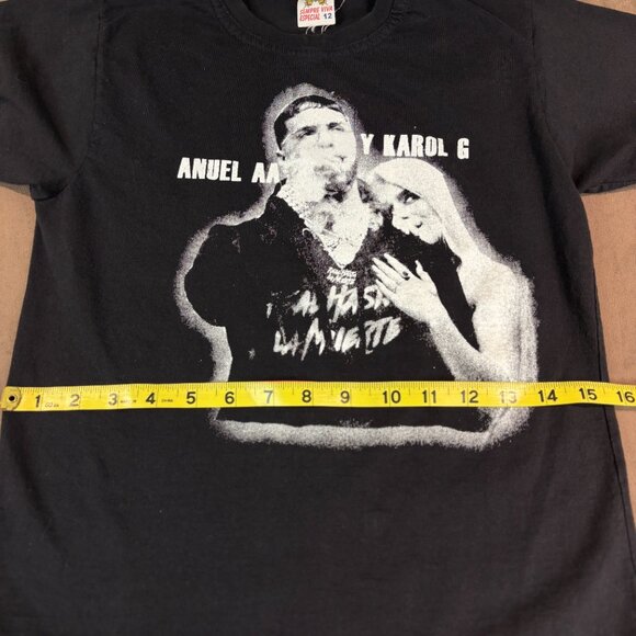 Anuel & Karol G Real hasta la muerte Girls Size 12 Black T-shirt (SKU: 28M) - Picture 7 of 8